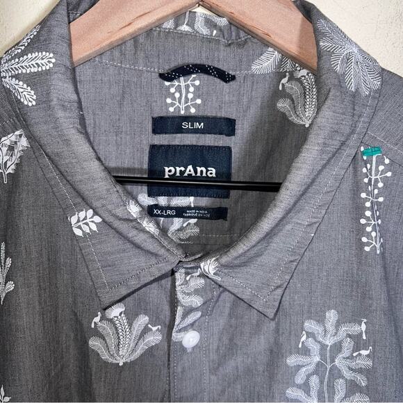 PRANA mens short sleeve lightweight succulent print button up XXL - Picture 5 of 6